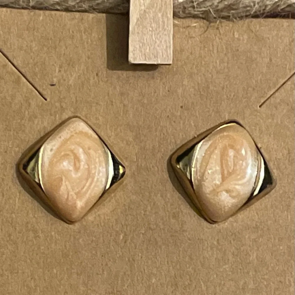 Chic Gold and Cream Earrings